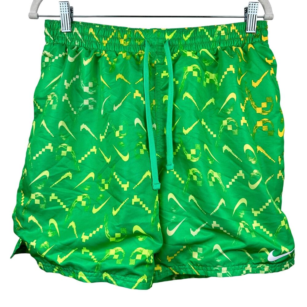 Nike Men's Swim Essentials Green Swoosh Drawstring Volley Athletic Shorts Size L
